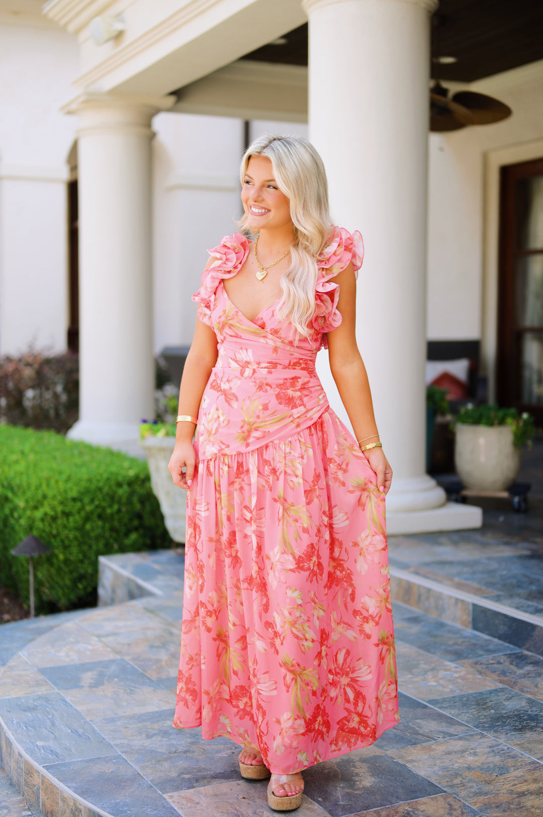 knee length dresses for ladies Women's Bloom from Within Lace Mesh Floral Midi Dress in Rose main image 1